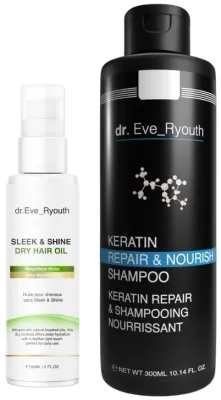Набор Dr. Eve_Ryouth Keratin шампунь 300 мл и сухое масло для волос 60 мл