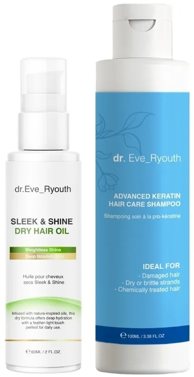 Набор Dr. Eve_Ryouth Advanced Keratin шампунь 100 мл и сухое масло для волос 60 мл