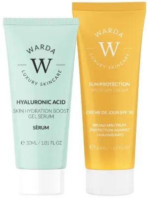 Набор для лица Warda солнцезащитный крем SPF30 и гель-сыворотка с гиалуроновой кислотой для увлажнения 50+30 мл