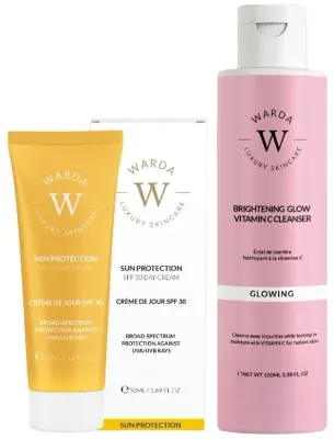 Набор для лица Warda солнцезащитный крем SPF30 и очищающее средство с витамином С для сияния 50+100 мл