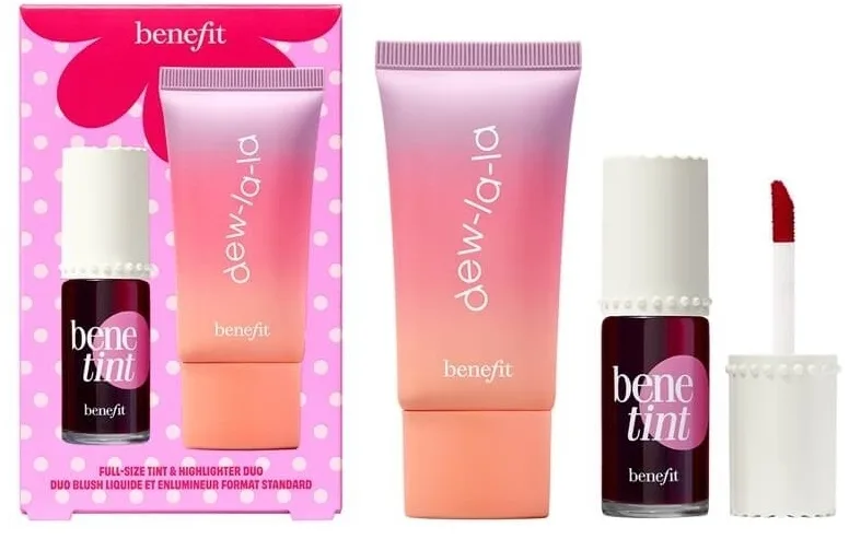 Набор Benefit Dew The Benetint тинт для губ и щек 6 мл и жидкий хайлайтер оттенок Luna 25 мл