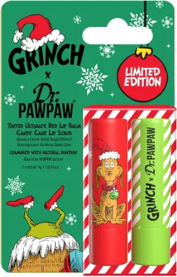 Набор Dr. Pawpaw x The Grinch оттеночный бальзам для губ Max 4 г и скраб для губ с карамелью 4 г