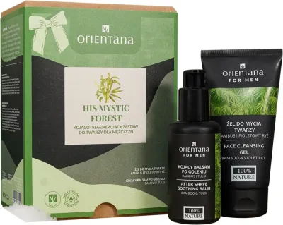 Мужской набор Orientana Mystic Forest гель для умывания и бальзам после бритья с бамбуком и фиолетовым рисом 150+75 мл