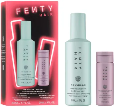 Fenty Beauty Fenty Beauty Fenty Hair The Hydrated + Hot Ones Kit (cond/spray/200ml+cr/90ml) - Набор для волос Fenty Hair несмываемый спрей-кондиционер и защитный стайлинг-крем с протеином 200+90 мл