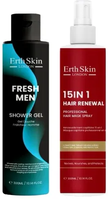 Мужской набор ErthSkin London гель для душа Fresh Men 300 мл и спрей-маска для волос 15 в 1 300 мл