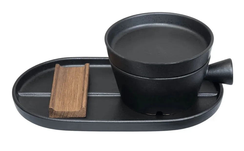 Набор для бритья Dovo Shave Ritual Pitch Matt Black поднос мыльница крышка и поднос 4 предмета