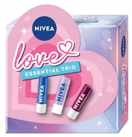 Набор бальзамов для губ NIVEA Love Essential три бальзама ночной ежевичный и 3x4.8 г/ Нивея