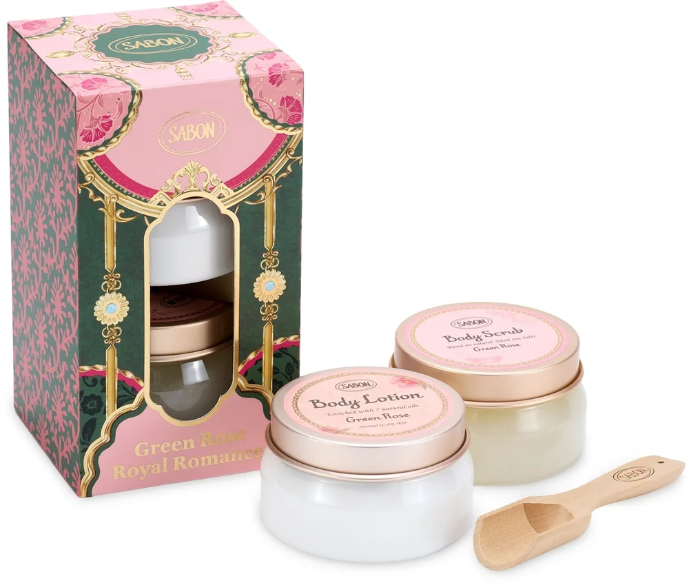 Набор для тела Sabon Green Rose лосьон и скраб с морской солью и ароматом розы 140 мл+200 г