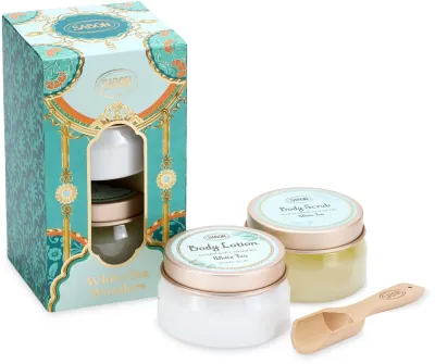 Набор для тела Sabon White Tea лосьон и скраб с семью маслами и ароматом белого чая 140 мл+200 г