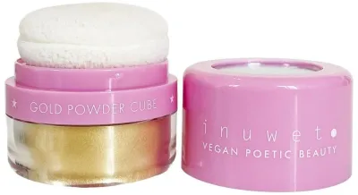 Рассыпчатая пудра-хайлайтер Inuwet Gold Powder Cube сияющая для лица и тела, 3,5 г