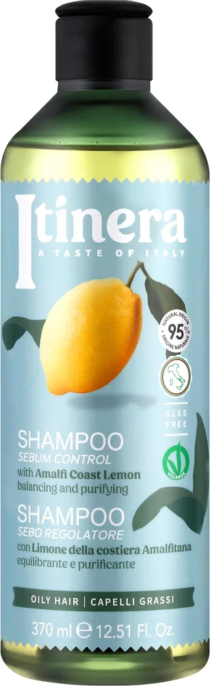 Шампунь Itinera Amalfi Coast Lemon для жирных волос с экстрактом лимона, 370 мл