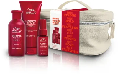 Wella Professionals Wella Professionals Ultimate Repair (shmp/250 мл + cond/200 мл + ser/30 мл + bag) - Набор для волос Wella Ultimate Repair шампунь кондиционер и сыворотка с AHA и омега-9 для поврежденных волос 250+200+30 мл