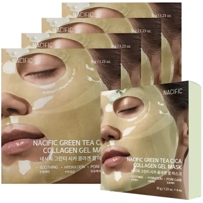 Гелевая маска для лица с зелёным чаем, центеллой и коллагеном Nacific Green Tea Cica Collagen Gel Mask