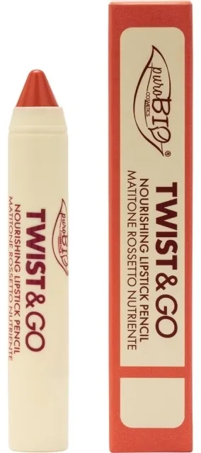 Помада-карандаш для губ PuroBio Cosmetics TWIST and GO Nourishing Lipstick Pencil питательная, кремовая, 2,9 г, оттенок 502 - Peach Nude