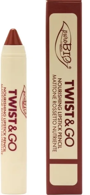 Помада-карандаш для губ PuroBio Cosmetics TWIST and GO Nourishing Lipstick Pencil питательная, кремовая, 2,9 г, оттенок 506 - Dark Mauve
