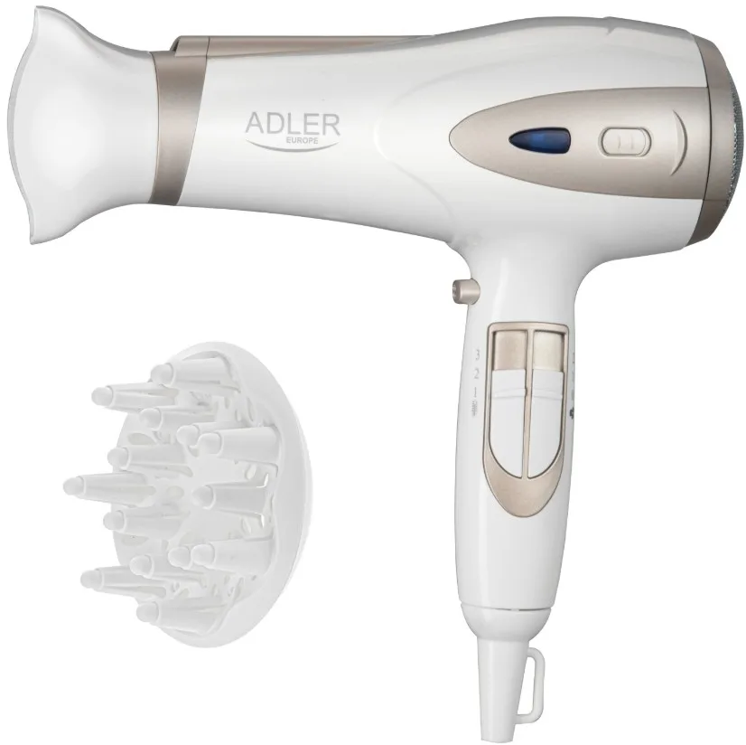 Фен Adler AD 2248 ION с диффузором цвет белое шампанское