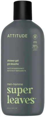 Гель для душа для мужчин Attitude Super Leaves Матча и бергамот, веганский, 415 мл