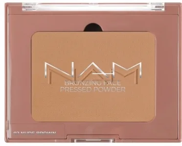 NAM Make Up Puder brązujący do twarzy - Бронзирующая пудра NAM Bronzing Face Pressed Powder компактная, 10 г, оттенок 02 - Nude Brown