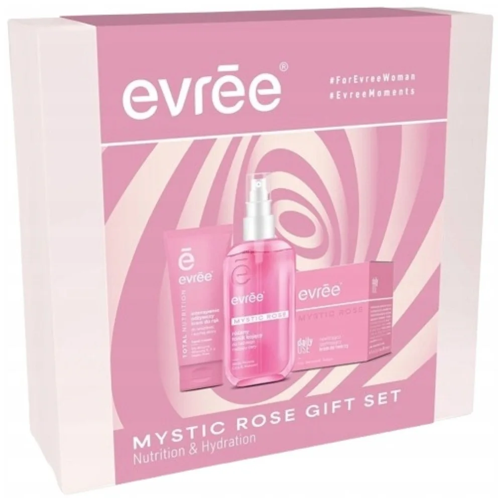 Набор для лица Evree Mystic Rose тоник крем для лица и крем для рук с розовой водой и центеллой 200+50+75 мл