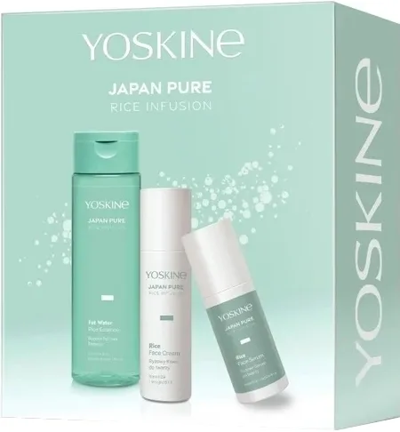 Набор для лица Yoskine Japan Pure Rice рисовая сыворотка эссенция и крем с маслом цубаки 30+200+50 мл