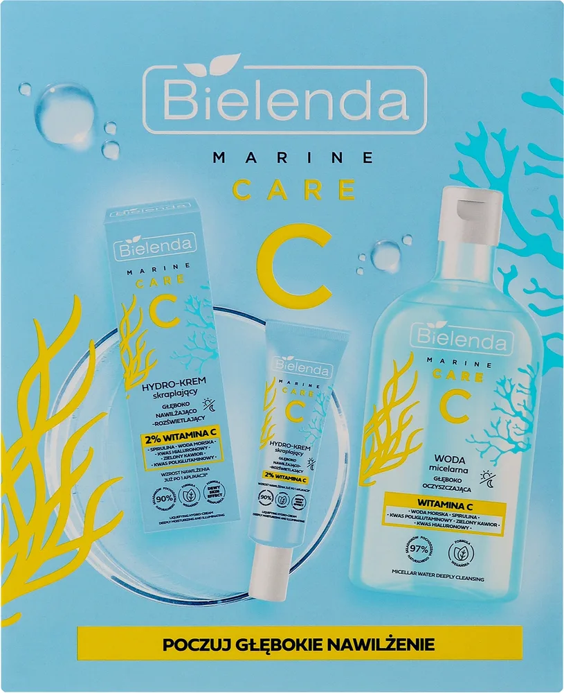 Набор для лица Bielenda C Marine Care мицеллярная вода и крем с витамином C и гиалуронатом 400+50 мл