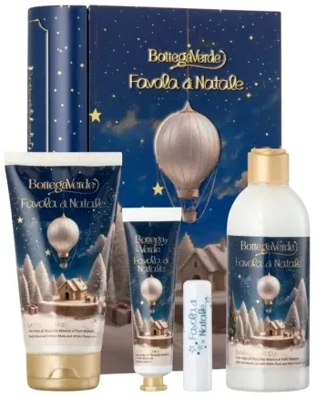 Набор Bottega Verde Favola Di Natale гель для душа 250 мл молочко для тела 150 мл крем для рук 30 мл и бальзам для губ 4 г в жестяной коробке