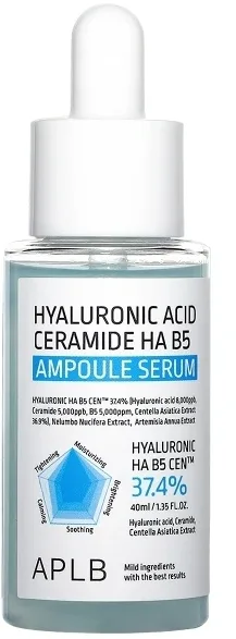Сыворотка-ампула для лица APLB Hyaluronic Acid Ceramide HA B5 увлажняющая, восстанавливающая, 40 мл