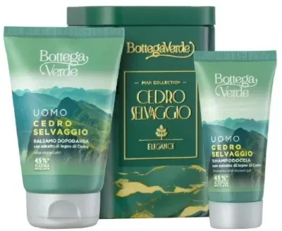 Мужской набор Bottega Verde Cedro Selvaggio бальзам после бритья 75 мл и гель-шампунь для душа 50 мл в подарочной коробке