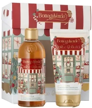 Набор для тела Bottega Verde Dolce Felicita гель для душа и молочко с ароматом фундука и соленой карамели 250+150 мл
