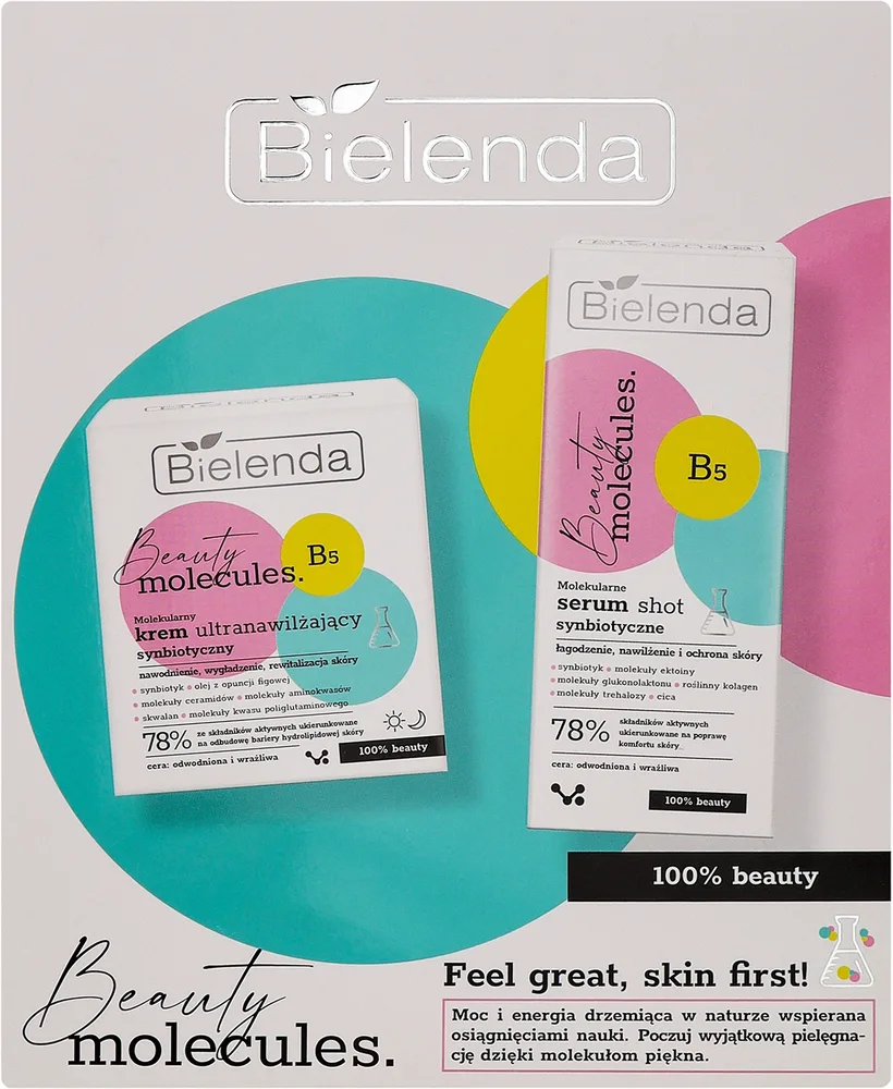 Набор для лица Bielenda Beauty Molecules увлажняющий крем и сыворотка с церамидами для чувствительной кожи 50+30 мл