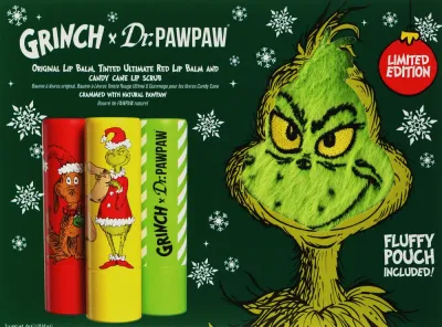 Набор для губ Dr. PAWPAW The Grinch Ultimate Red бальзам оттеночный бальзам и скраб для губ 3x4 г/ Доктор ПАВПАВ