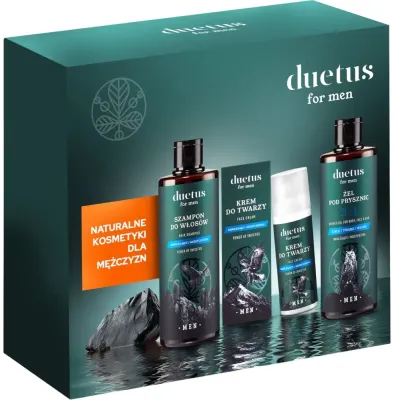 Мужской набор Duetus For Men шампунь крем для лица и гель для душа 3в1 с пантенолом 300+50+300 мл