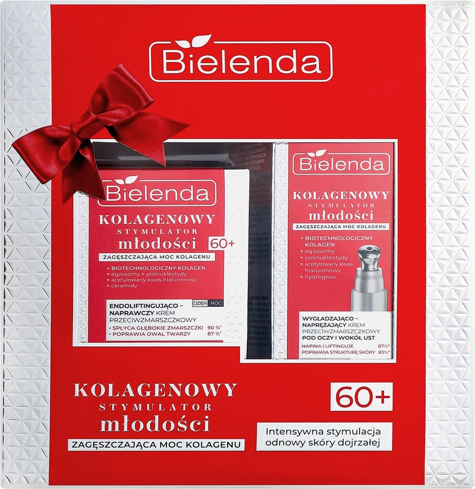 Набор для лица Bielenda Collagen Youth 60+ крем для лица и крем для глаз с пептидами для зрелой кожи 50+15 мл