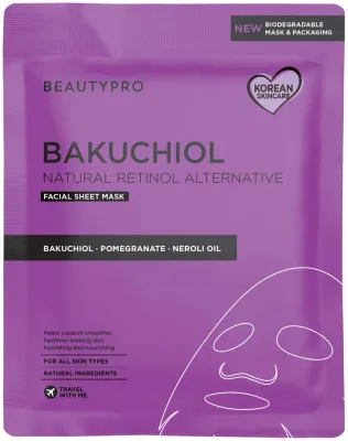 Тканевая маска для лица BeautyPro с бакучиолом — натуральная альтернатива ретинолу, 1 шт
