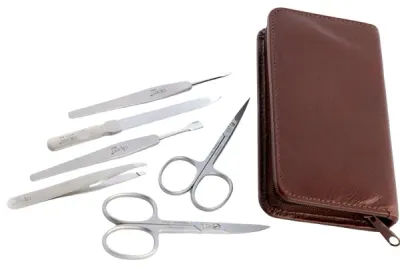 Маникюрный набор Alpen 6822R 6 предметов, кожаный футляр на молнии, коричневый