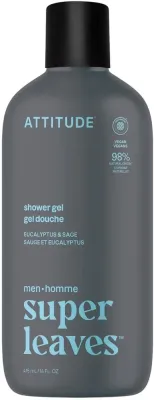 Гель для душа для мужчин Attitude Super Leaves Эвкалипт и шалфей, веганский, 415 мл