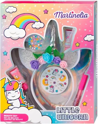 Детский набор Martinelia Little Unicorn повязка с единорогом блески для губ 2 шт футляр помада и наклейки