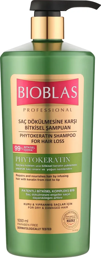 Шампунь для волос Bioblas Phytokeratin Shampoo против выпадения, для сухих и повреждённых волос, 1000 мл