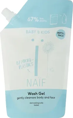Очищающий гель для тела Naif Baby & Kids, сменный блок, для детей и малышей, 500 мл