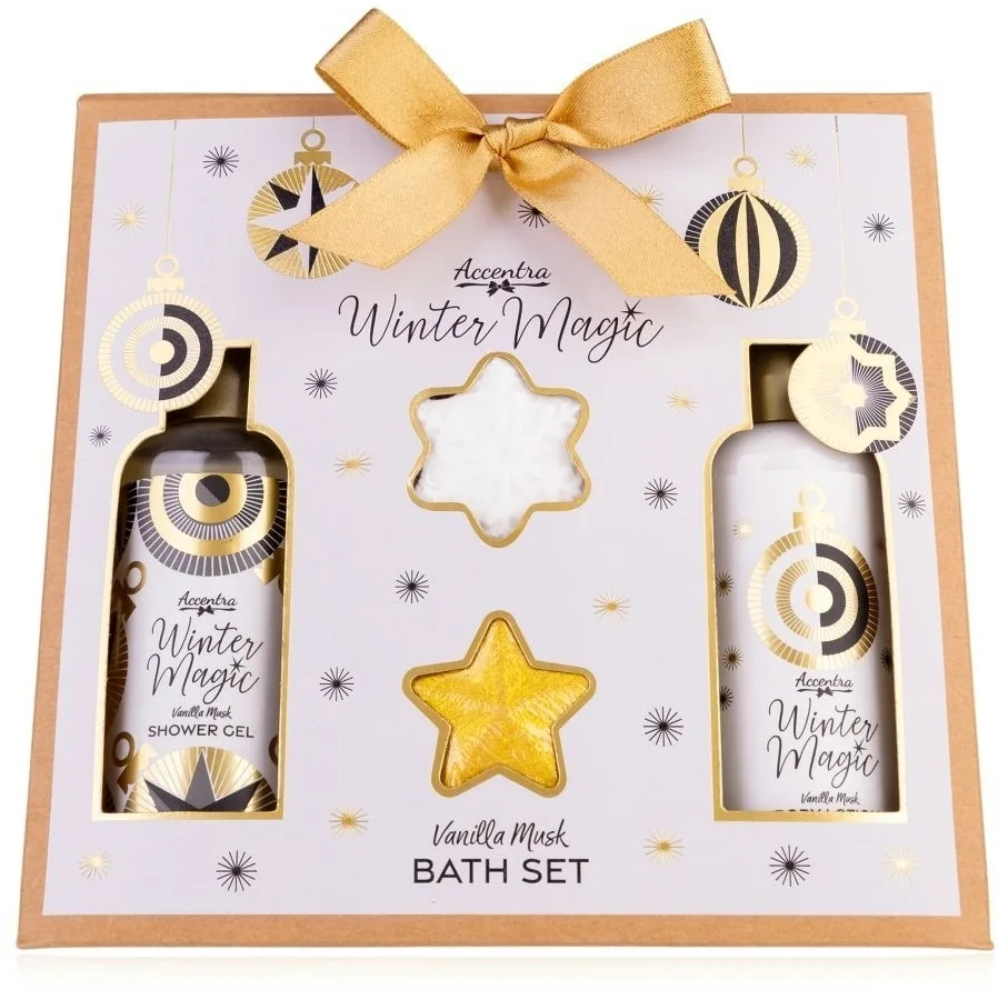 Набор для ванны и душа Accentra Winter Magic Set из четырёх средств, гель 100 мл + лосьон 100 мл + бомбочки 25 г и 15 г