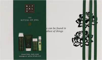 Набор для тела Rituals The Ritual Of Jing массажное масло крем гель для душа и спрей с лотосом 50+70+50+20 мл