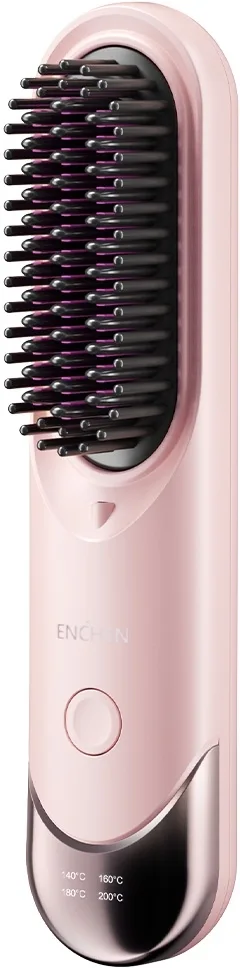 Щетка-выпрямитель для волос Enchen H100 Pink беспроводная, с ионизацией, розовая, 1 шт