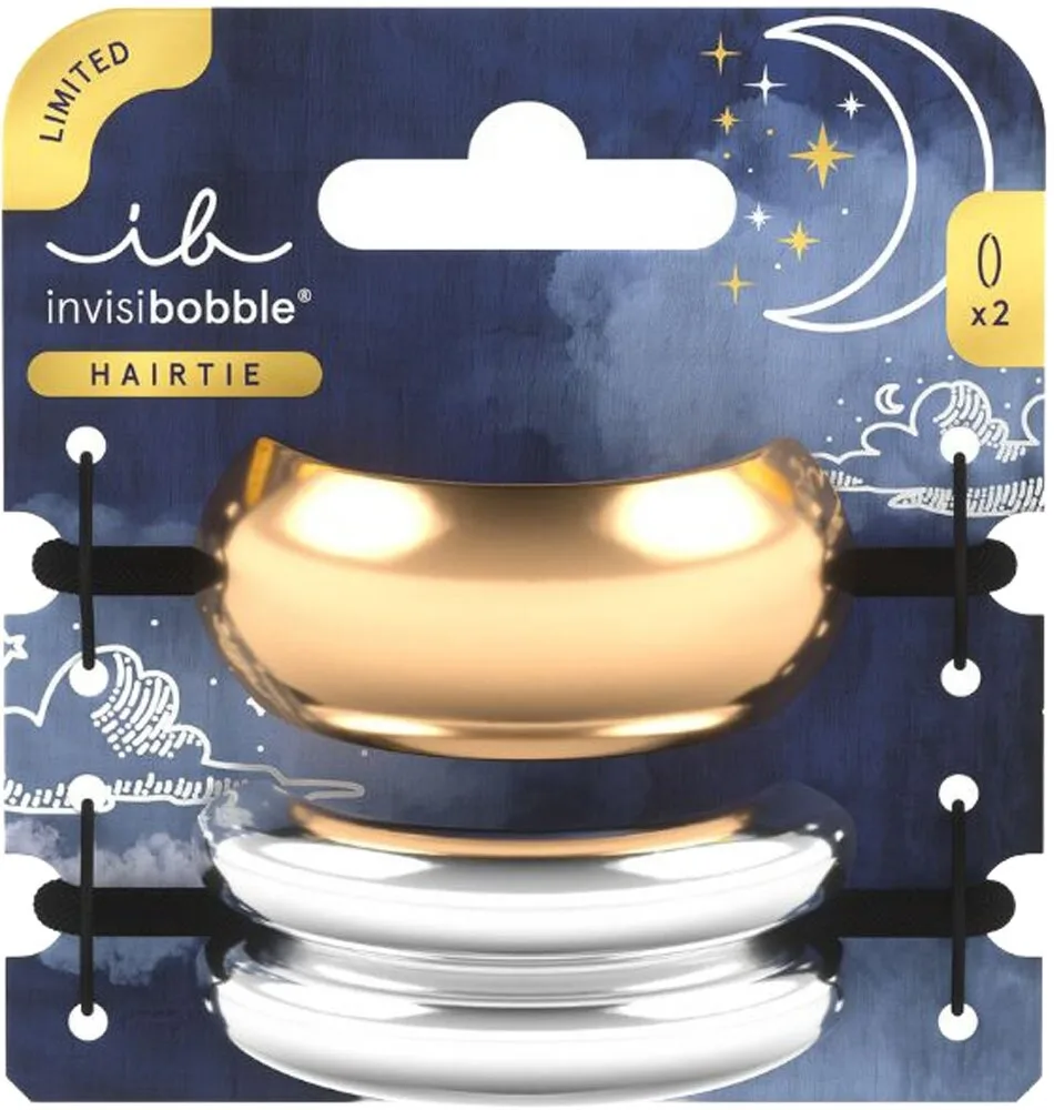Набор резинок для волос Invisibobble Eclipse Aurora Radiance с золотистыми и серебристыми акцентами 2 шт