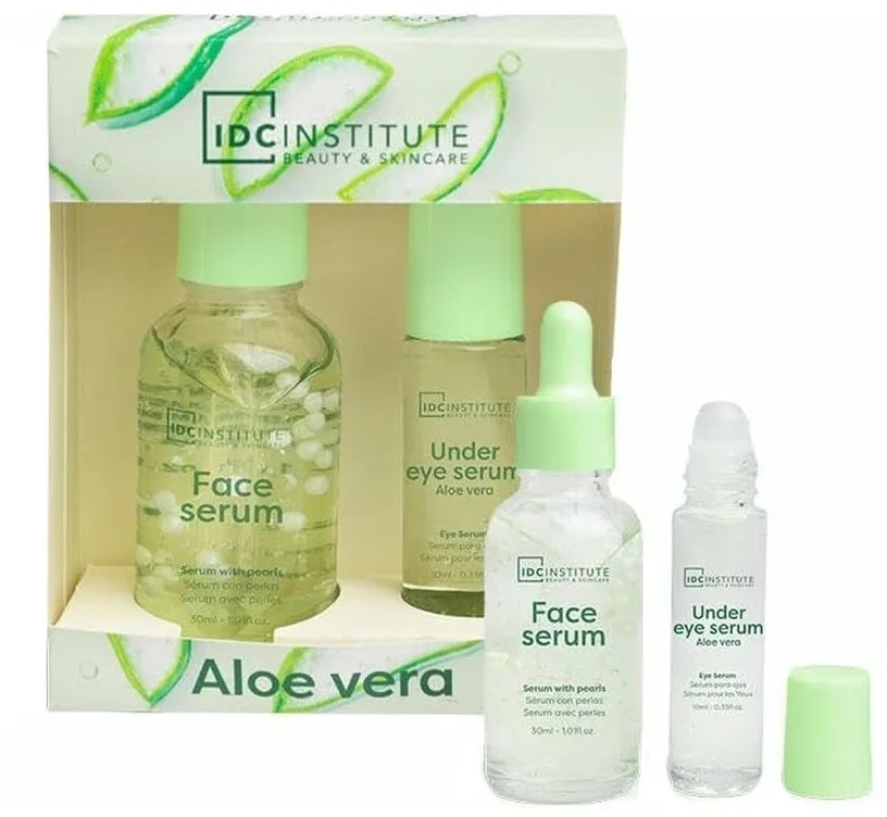 Набор IDC Institute Aloe Vera сыворотка для лица с жемчугом 30 мл и сыворотка для области вокруг глаз 10 мл