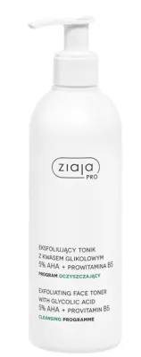 Отшелушивающий тоник для лица Ziaja Pro с 5% гликолевой кислотой и провитамином B5, 270 мл