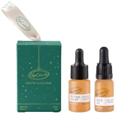 Набор для лица UpCircle Winter Glow сыворотка с пептидами и ниацинамидом и масло с кофе и шиповником 15+10 мл