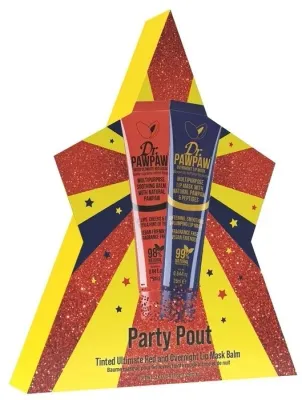 Набор Dr. PAWPAW Party Pout оттеночный бальзам для губ Ultimate Red 25 мл и ночная маска для губ 25 мл