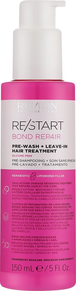 Средство для волос Revlon Professional Restart Bond Repair Pre-Wash+Leave-In двойного действия, для поврежденных волос, 150 мл