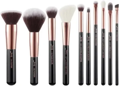 Набор кистей для макияжа Jessup Black Rose Gold Mix Hair Brush Set T156 из 10 предметов