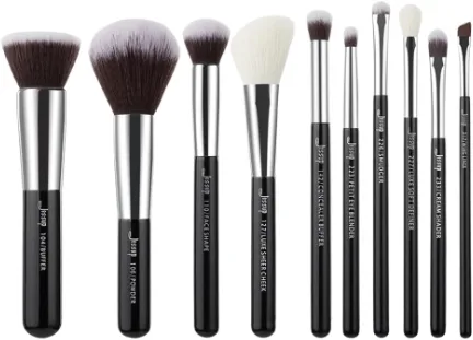 Набор кистей для макияжа Jessup Black Silver Mix Hair Brush Set T176 из 10 предметов